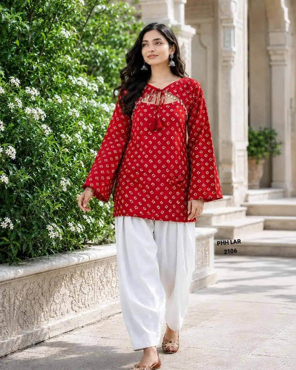 Heritage Pure Cotton Bandhej Print Sleeveless Kurti